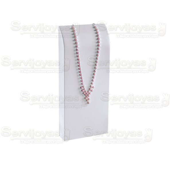 Exhibidor Imitación Piel Blanco Cuello Danés Grande para Collar Medidas: 12.5x5x30.5cm 5882.WH