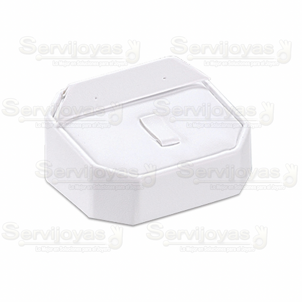 Exhibidor Imitación Piel Blanco Hexagonal para Juego: Aretes y Anillo Medidas: 7.5x6.4x4.2cm 5958.WH