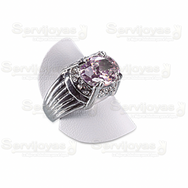Exhibidor Imitación Piel Blanco Ruedita para Anillo (10 pzs) Medidas: 3.5cm 5936.WH