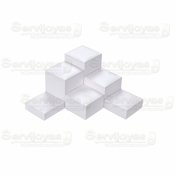 Exhibidor Imitación Piel Blanco Juego de 6 Módulos Cuadrados Medidas: 10x10x8cm 5982.WH