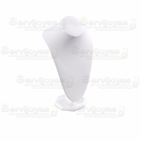 EXHIBIDOR IMITACIÓN PIEL CUELLO ALTO CURVO PARA COLLAR - BLANCO 5932.WH