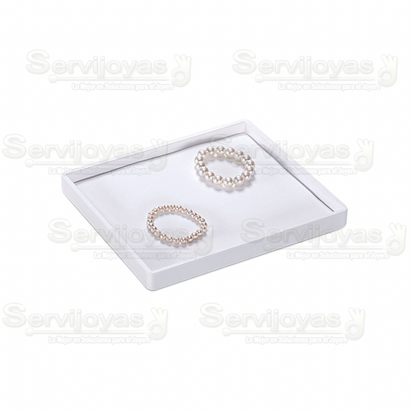 Exhibidor Imitación Piel Blanco Charola Universal Medidas: 24x21x2.2cm 5970.WH