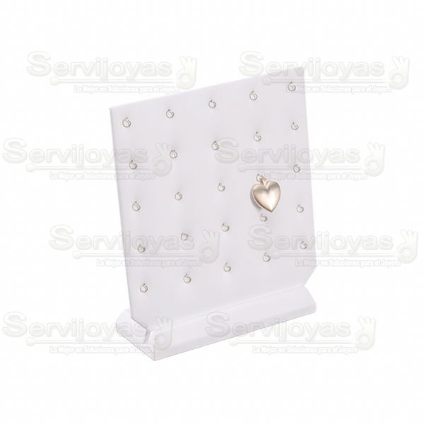 Exhibidor Imitación Piel Blanco para 25 Dijes Grandes Medidas: 18x6.5x20.3cm 5809.WH