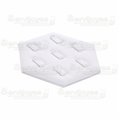 Charola Hexagonal para 7 Anillos Vinipiel Blanca 5940.WH