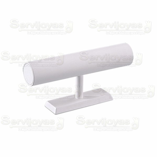 Exhibidor Imitación Piel Blanco Barra Delgada para Pulseras Medidas: 20x8x12.5cm 5835.WH
