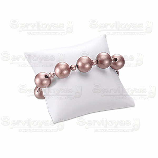 Exhibidor Imitación Piel Blanco Almohada para Reloj, Brazalete o Pulsera Medidas: 8x8x4cm 5903.WH
