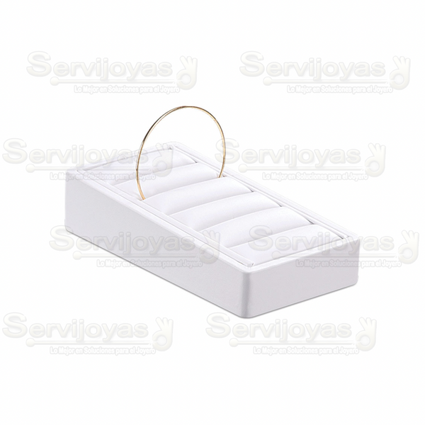 Exhibidor Imitación Piel Blanco para 5 Aros Rígidos Medidas: 8.5x17.6x4cm 5904.WH
