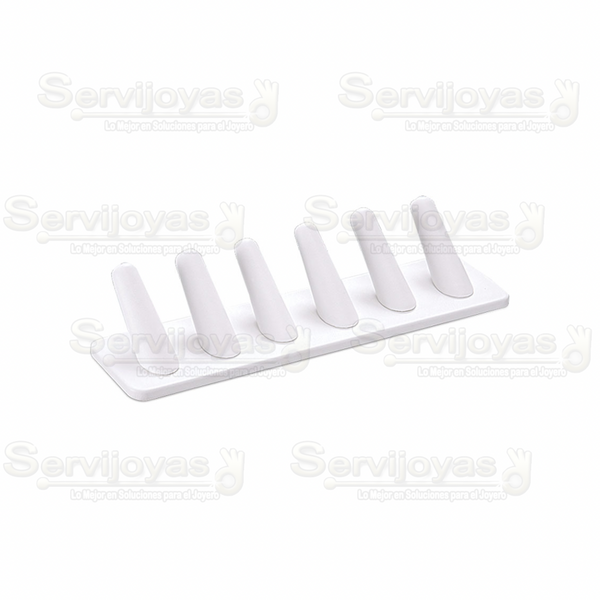 Exhibidor Imitación Piel Blanco 6 Dedos para Anillos Medidas: 24x6.5x4.5cm 5985.WH