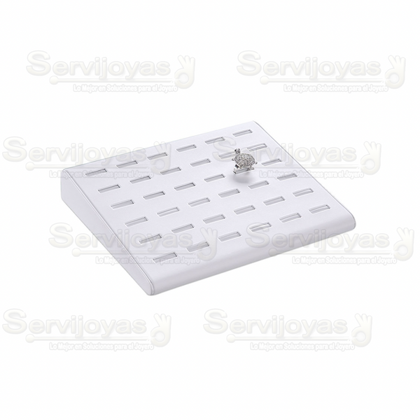 Exhibidor Imitación Piel Blanco Base para 36 Anillos Medidas: 25.7x22.1x4.5cm 5945.WH