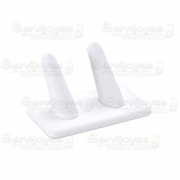 Exhibidor Imitación Piel Blanco Dedo Doble para Anillo Medidas: 10x6.1x4cm 5947.WH