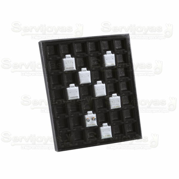 Charola Negra con Caja de Cartón y Tapa para 42 Blisters Chicos Medidas: 19x22x2.8cm 3405