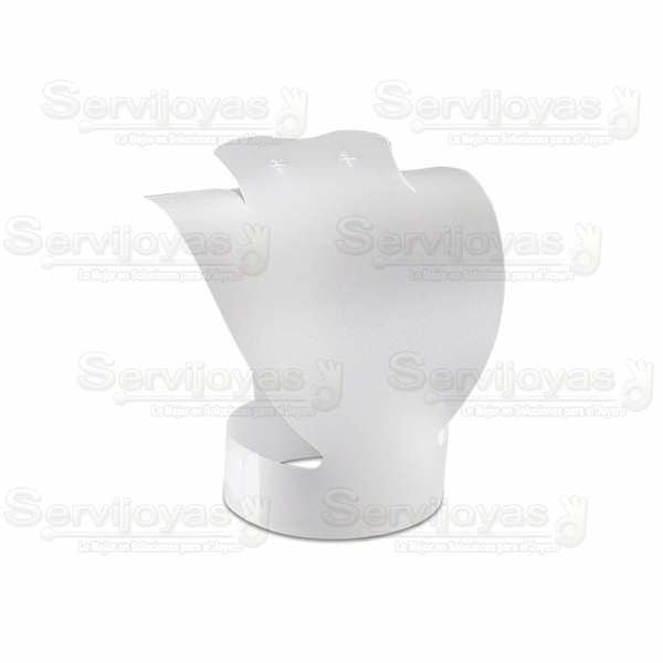 Exhibidor Armable Acrílico Blanco Cuello Mediano Medidas: 13.9x9.4x14.7cm 5271