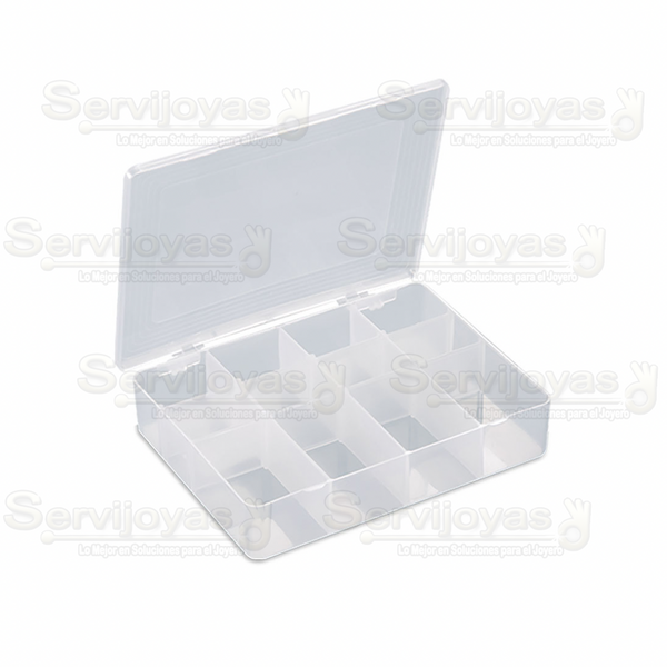 Caja de Plástico Chica con 12 Divisiones Medidas: 18x14x3.7cm 5390