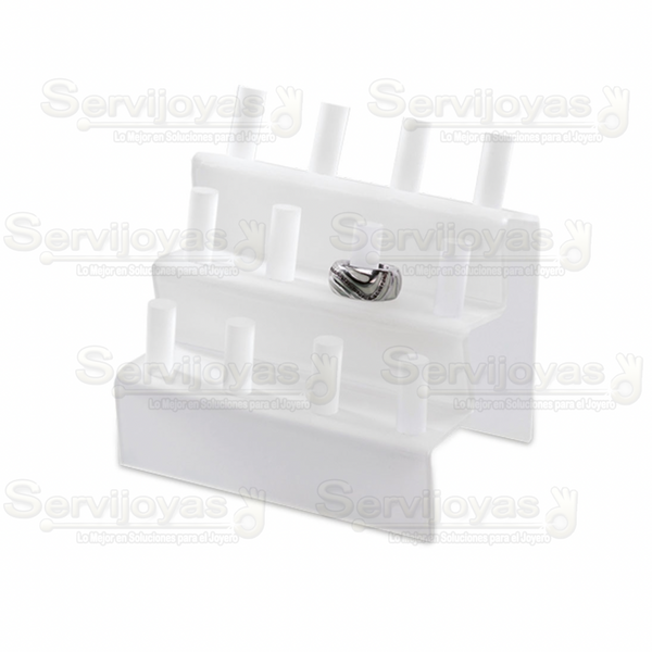 Exhibidor Acrílico Frost Escalera para 12 Anillos Medidas: 12x9x12.5cm 5405.FR