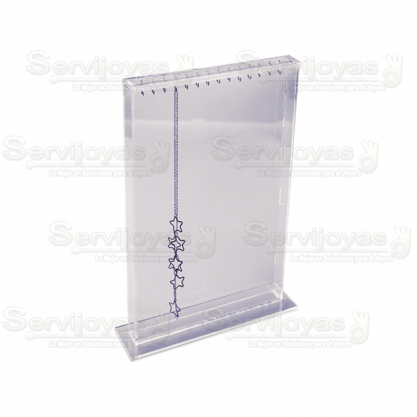 Exhibidor Acrílico Transparente Vitrina con Tapa para 14 Cadenas Medidas: 35x9x42.5cm 5367.TR