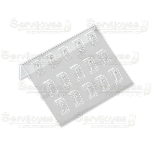 Exhibidor Acrílico Transparente Base para 15 Anillos Medidas: 16.5x13x6cm 5334.TR