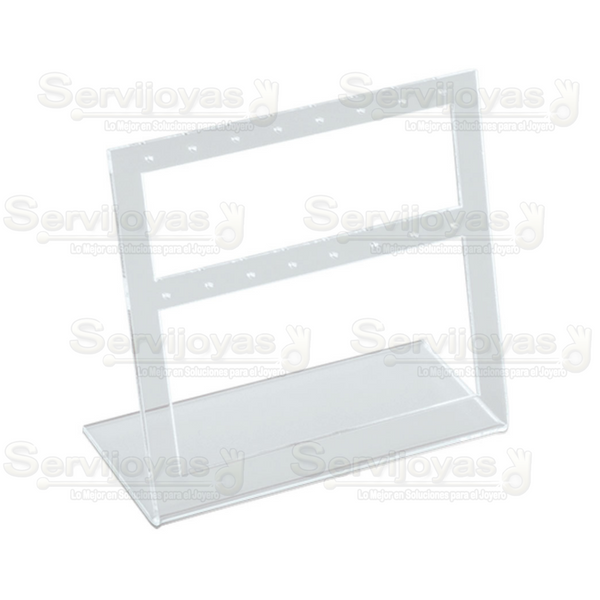 Exhibidor Acrílico Transparente 2 Niveles para Aretes Medidas: 14x6.7x13.5cm 5320.TR