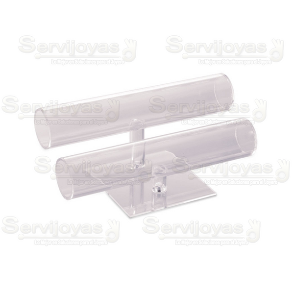 Exhibidor Acrílico Transparente Barra Doble para Pulseras Medidas: 25.5x14x11.4cm 5337.TR
