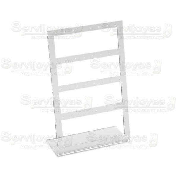 Exhibidor Acrílico Transparente 4 Niveles para Aretes Medidas: 14x6.3x22cm 5321.TR