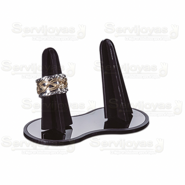 Exhibidor Acrílico Negro Dedo Doble para Anillo Medidas: 10x5x6cm 5365.BK