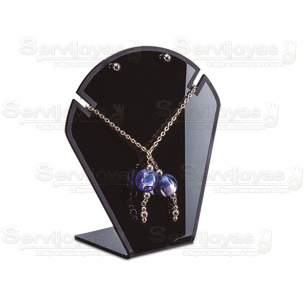 Exhibidor Acrílico Negro para Cadena con Dijes y Aretes Medidas: 11x4.7x13cm 5328.BK