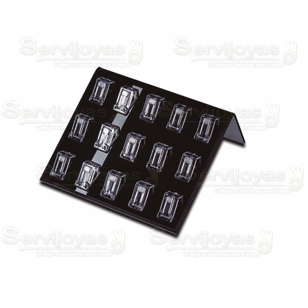 Exhibidor Acrílico Negro para 15 Anillos Medidas: 16.5x13x6cm 5334.BK