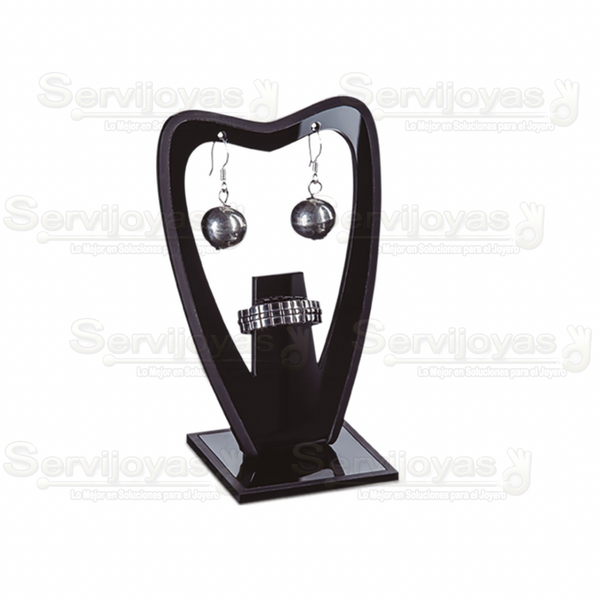 Exhibidor Acrílico Negro para Juego: Aretes y Anillo Medidas: 6.9x5x10.5cm 5313.BK