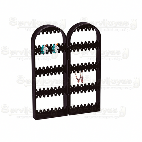 Exhibidor Acrílico Negro Biombo para Aretes Medidas: 22x3x28cm 5442.BK