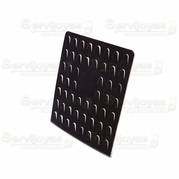 Exhibidor de Cartón con Velour Negro para 52 Anillos Medidas: 20.2x11x21cm 4807
