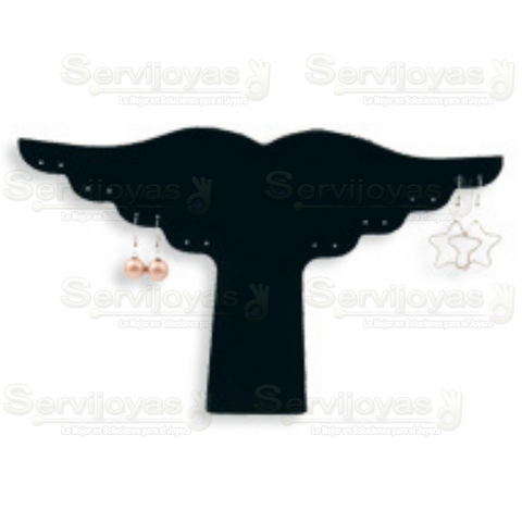Exhibidor Velour Carton Alas Para 8 Pares De Aretes Negro 4801