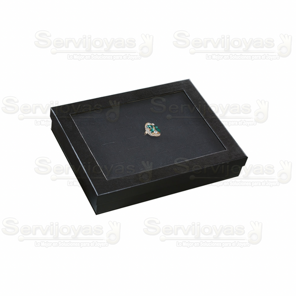 CAJA BLANCA CON VENTANA PARA 42 ANILLOS - NEGRA 4619