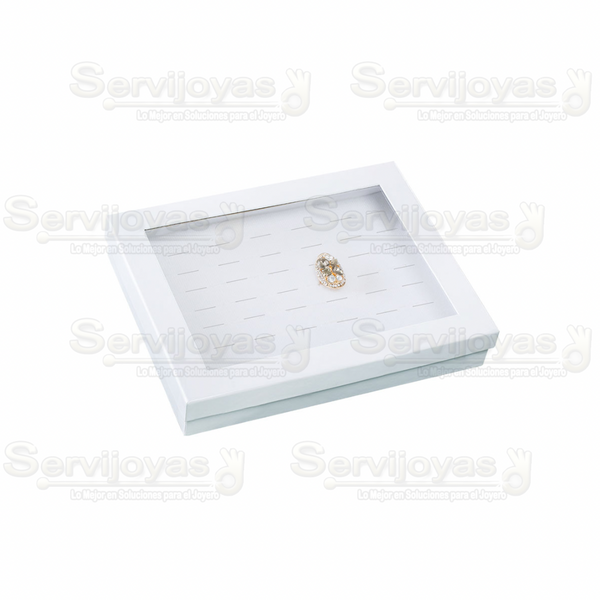 CAJA BLANCA CON VENTANA PARA 42 ANILLOS - BLANCA 4618