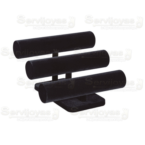 Exhibidor de Pulseras Barra Triple Velour Negro 4823