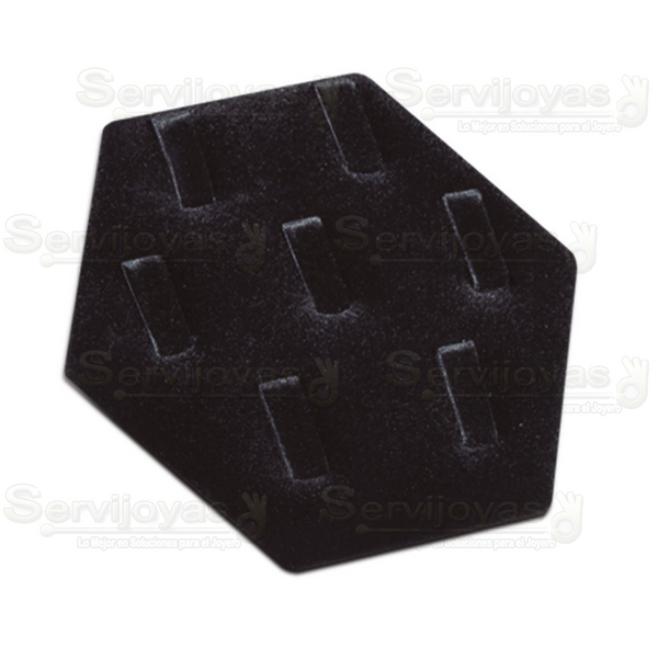 Exhibidor Velour Negro Hexagonal para 7 Anillos Medidas: 12x12x1cm 4901