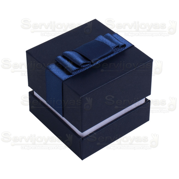 Estuche Mónaco Azul/Blanco para Anillo Medidas: 5x5x4.5cm Z1821