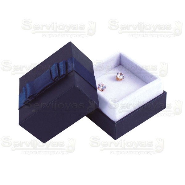 Estuche Mónaco Azul/Blanco para Aretes Medidas: 5x5x4.5cm Z1822