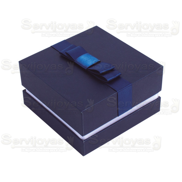 Estuche Mónaco Azul/Blanco para Aretes Largos Medidas: 8.5x8.5x4.5cm Z1824
