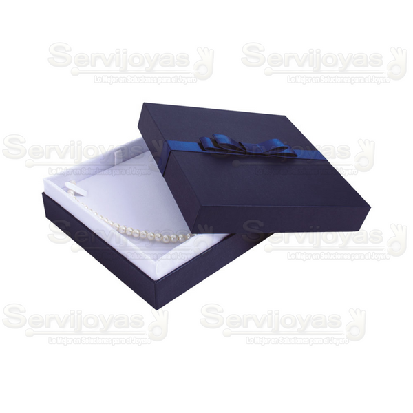 Estuche Mónaco Azul/Blanco para Collar Medidas: 15x15x5.5cm Z1826