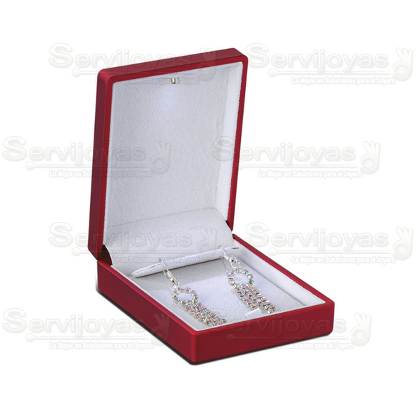 Estuche de Luz Led Rojo Aretes Largos Medidas: 7x9x3cm 3543.RD