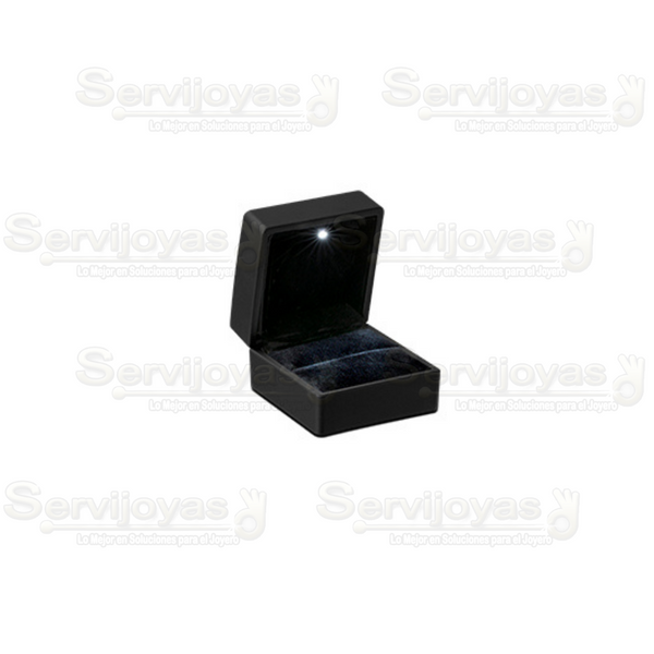 Estuche de Luz Led Negro Argollas Medidas: 7.5x7.5x4cm 3542.BK