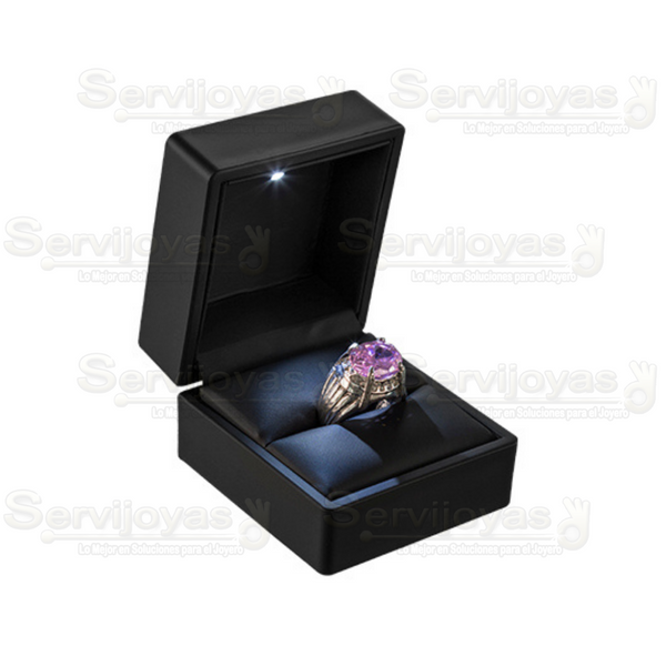Estuche Luz Led Negro Anillo Medidas: 6x6.5x5.5cm 3541.BK