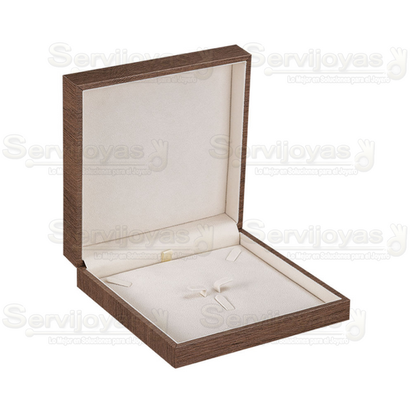Estuche Madera Siena para Collar con Anillo y Aretes Medidas: 18x18x5cm 4450