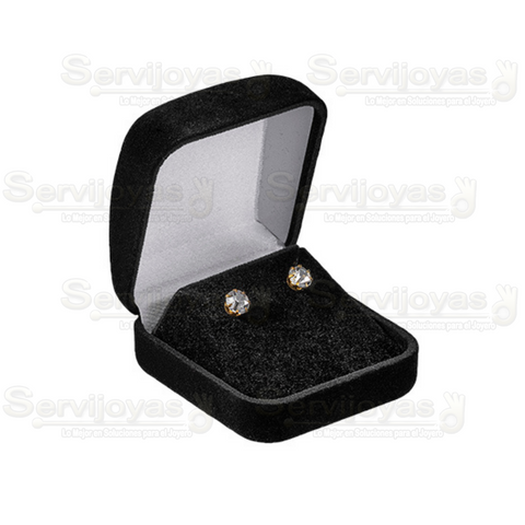 Estuche Flock Negro Aretes 3682