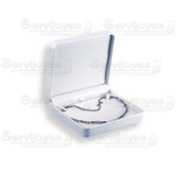 Estuche para Collar Grande Imitación Piel Blanco Medidas: 18.8x18.8x4.1cm 4015