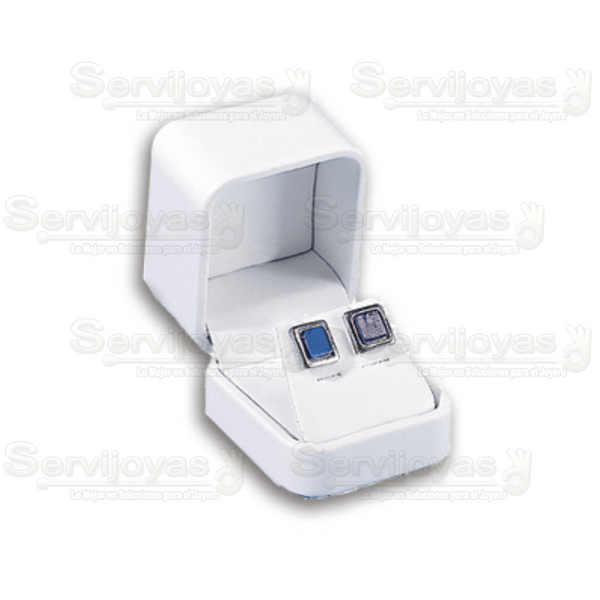 Estuche para Arete Chico de Imitación Piel Blanco Medidas: 5x5.9x4.8cm 4002