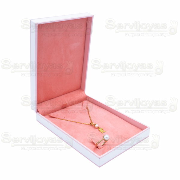 Estuche Versalles para Juego Grande Blanco/Salmón Medidas: 11x16x3.5cm 4026.SM