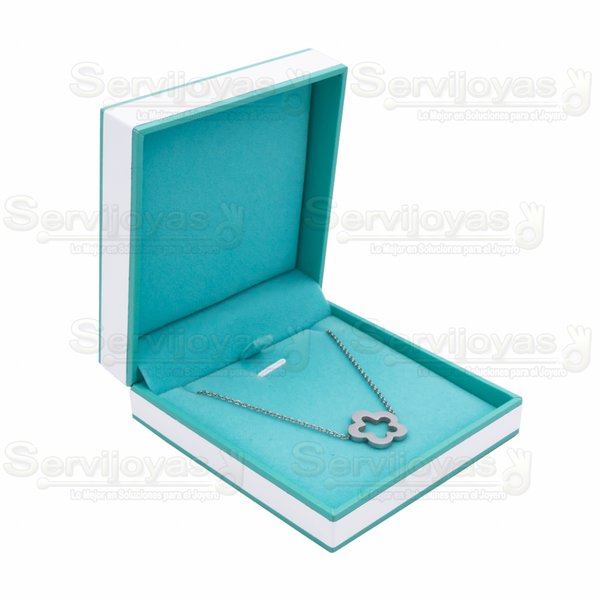 Estuche Versalles para Cadena/Dije Blanco/Aqua Medidas: 8.5x8.5x3.2cm 4023.AQ