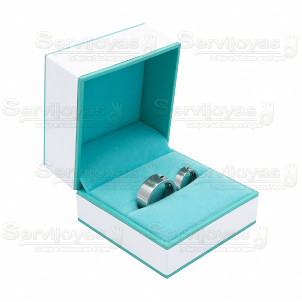 Estuche Versalles para Argollas Blanco/Aqua Medidas: 7x7x5cm 4024.AQ