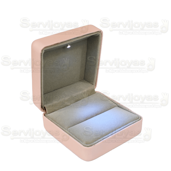 Estuche Con Luz Led Para Anillo Rosa Medidas: 6x6.5x5.5cm 3541.PK