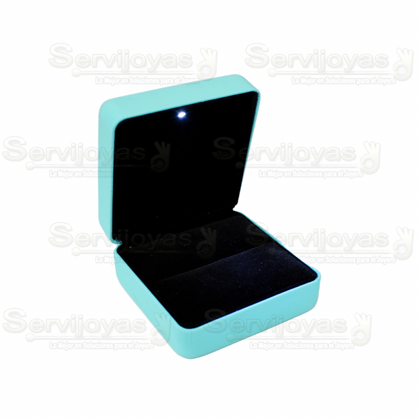 Estuche Con Luz Led Para Argolla Aqua Medidas: 7.5x7.5x4cm 3542.AQ